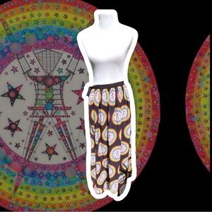 Black Maxi Wrap Skirt with Burning Man Rainbow Star Motif